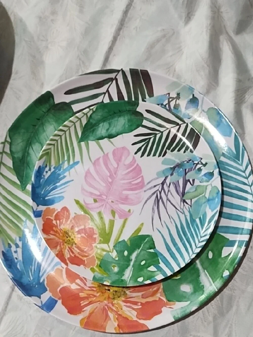 Tropical Floral Dinner Plates – Set Of 11 NWT Multicolor.